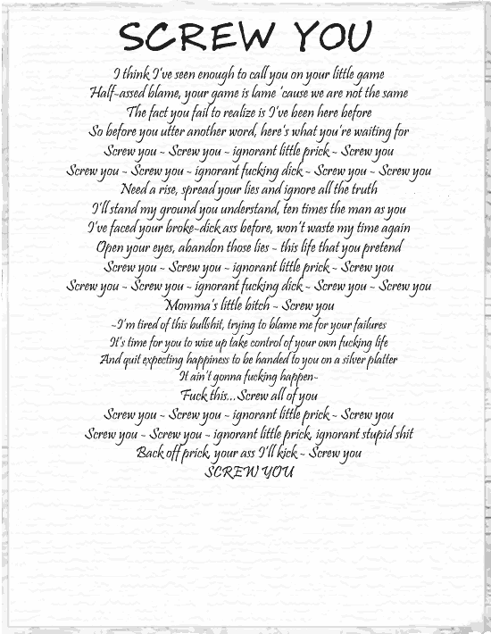 Mindscape Screw You Lyrics